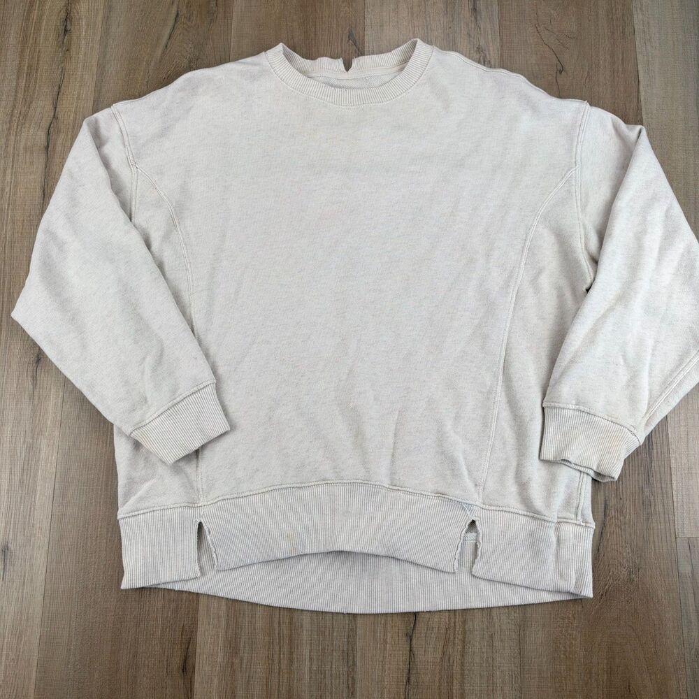 aerie Women's XS Beige Oversized Baggy Ripped Distressed Sweater Sweatshirt